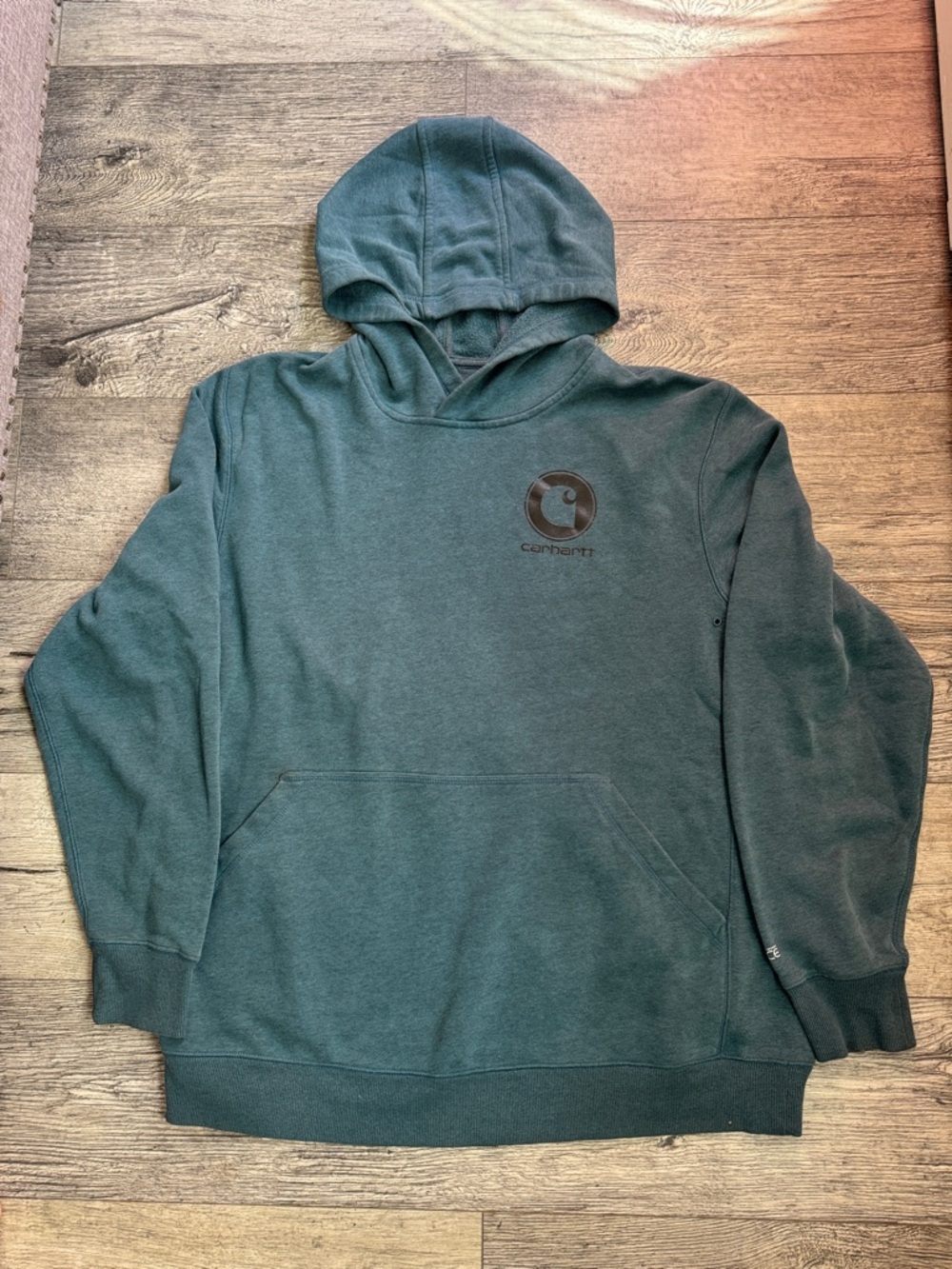 Carhartt Pullover Hoodie in Teal Green with Logo